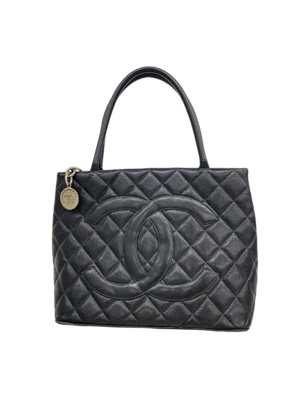 Chanel Tote Bag Reissue Caviar Leather Black Silver